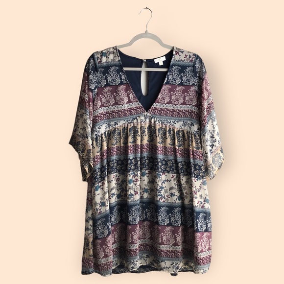 Charming Charlie Dresses & Skirts - Charming Charlie Floral Paisley Boho Babydoll Mini Dress Womens Medium